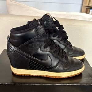 Nike Hidden Wedge Sneakers Sky Hi Dunk Black Snakeskin Gum Bottom 2014 Size 7